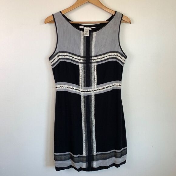 Max Studio Ribbon Lace Black L 12 Lace Lined Cocktail Fairy Whimsigoth Grunge - Picture 1 of 11